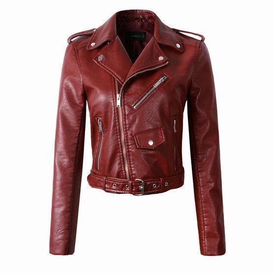 Stylish Women's PU Leather Jacket with Trendy Washed Finish - Perfect for Any Occasion