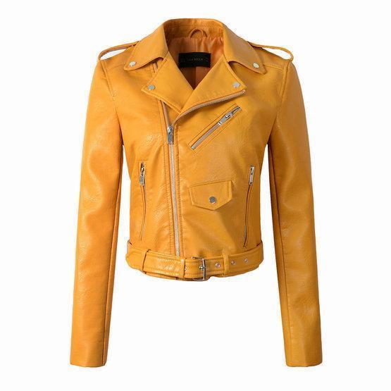Stylish Women's PU Leather Jacket with Trendy Washed Finish - Perfect for Any Occasion