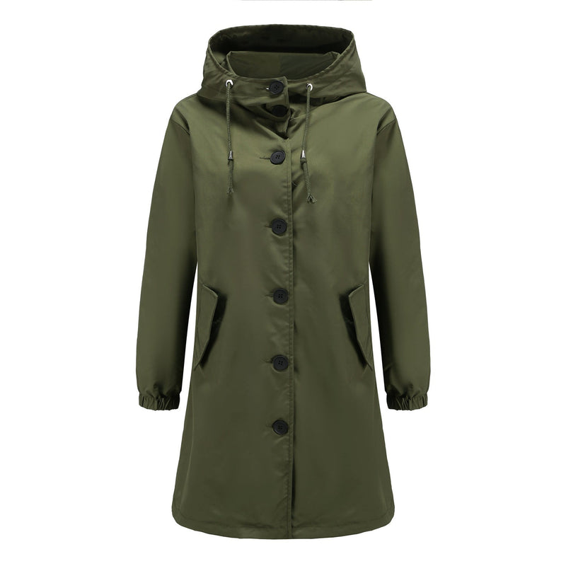 Women's Lightweight Waterproof Rain Jacket - Hooded Windbreaker for Outdoor Casual Wear