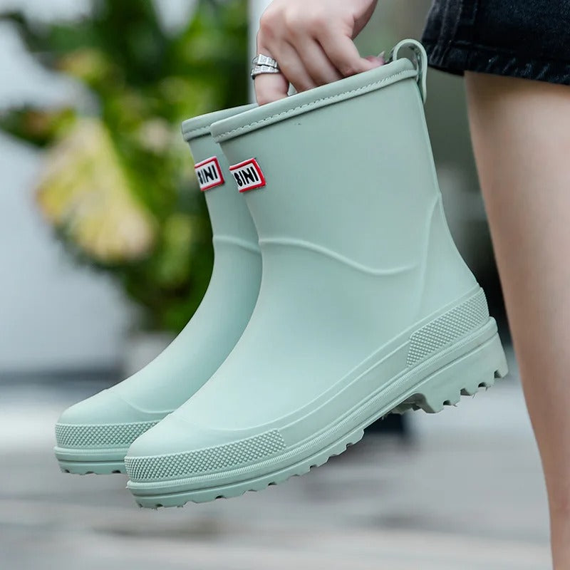 Women's Mid-Calf Waterproof Rain Boots - Non-Slip Sole for Ultimate Grip & Comfort