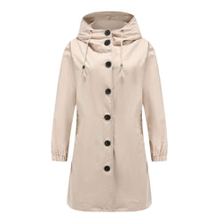 Women's Lightweight Waterproof Rain Jacket - Hooded Windbreaker for Outdoor Casual Wear