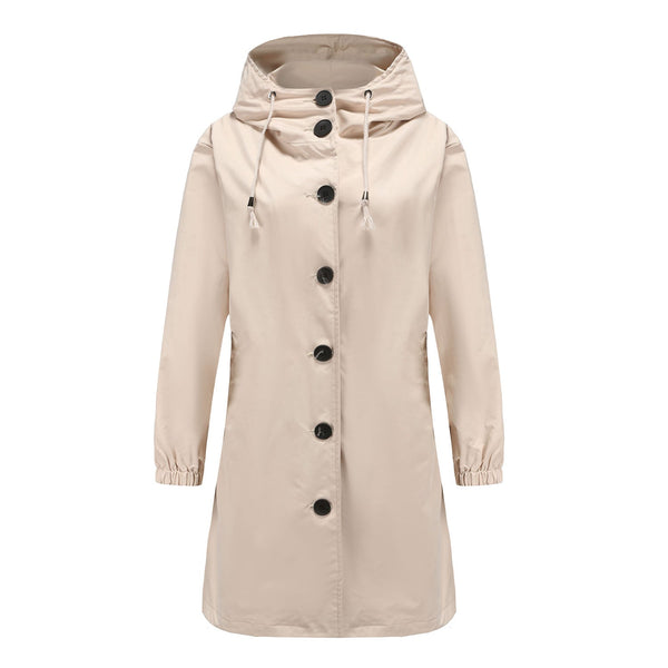 Women's Lightweight Waterproof Rain Jacket - Hooded Windbreaker for Outdoor Casual Wear