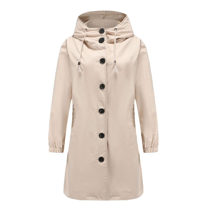 Women's Lightweight Waterproof Rain Jacket - Hooded Windbreaker for Outdoor Casual Wear