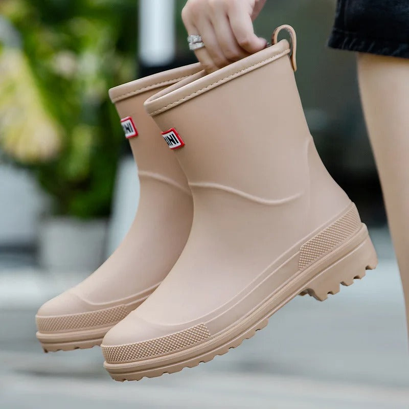 Women's Mid-Calf Waterproof Rain Boots - Non-Slip Sole for Ultimate Grip & Comfort