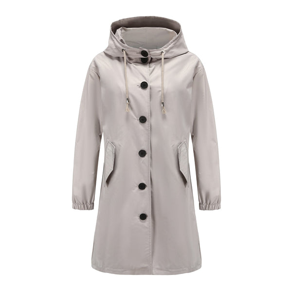 Women's Lightweight Waterproof Rain Jacket - Hooded Windbreaker for Outdoor Casual Wear