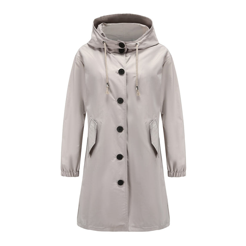 Women's Lightweight Waterproof Rain Jacket - Hooded Windbreaker for Outdoor Casual Wear