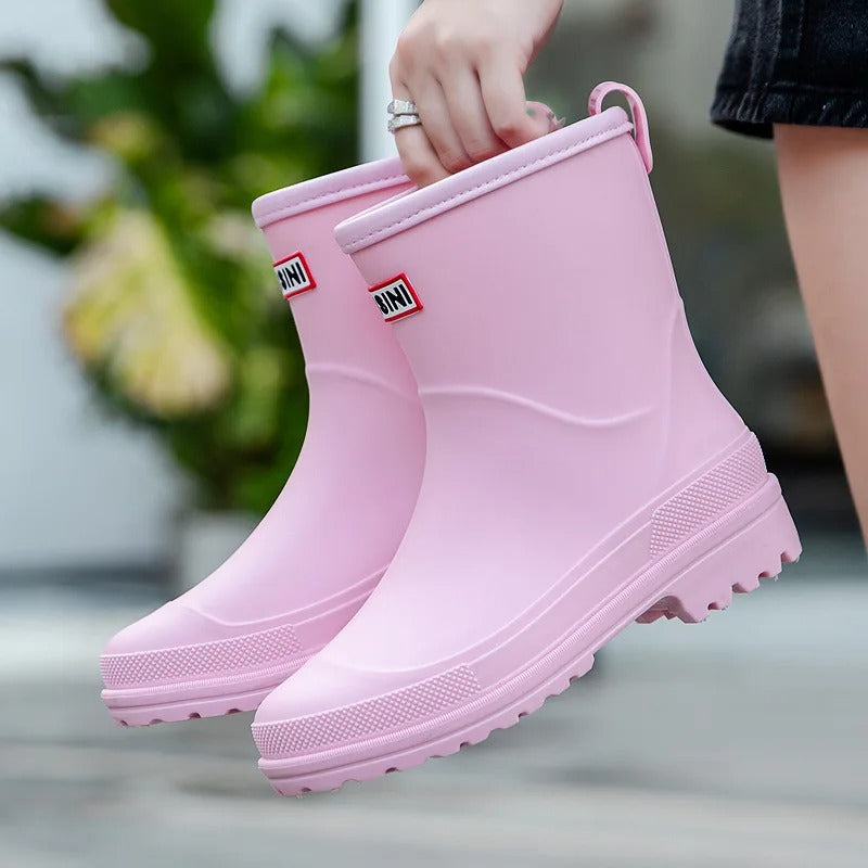 Women's Mid-Calf Waterproof Rain Boots - Non-Slip Sole for Ultimate Grip & Comfort