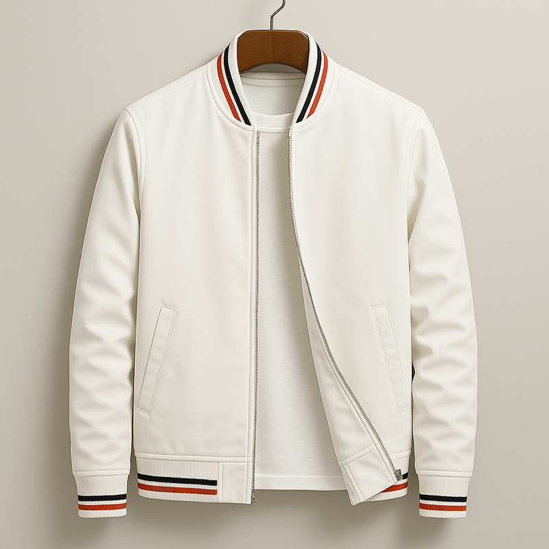 Men's Lightweight Zip-Up Bomber Jacket with Ribbed Trim - Stylish & Comfortable Outerwear for Men