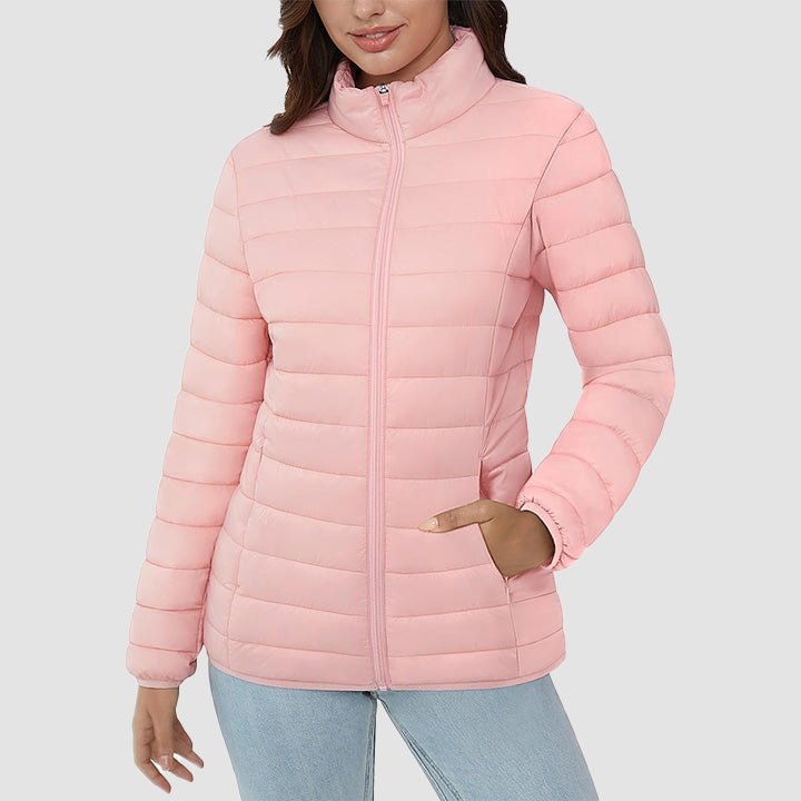 Women's Lightweight Quilted Puffer Jacket - Full Zip Winter Coat for Ultimate Warmth & Style