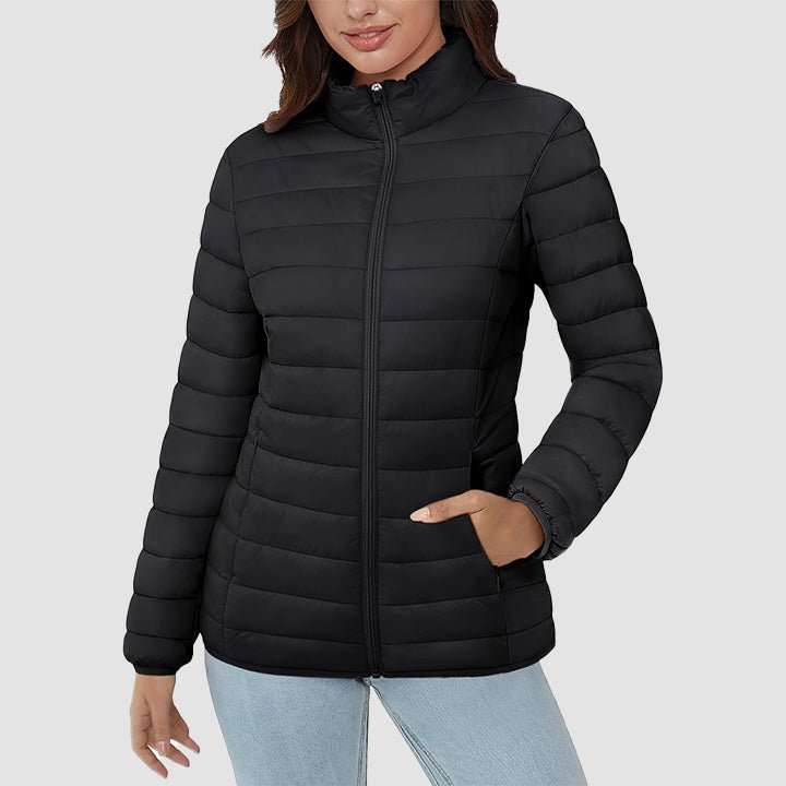 Women's Lightweight Quilted Puffer Jacket - Full Zip Winter Coat for Ultimate Warmth & Style