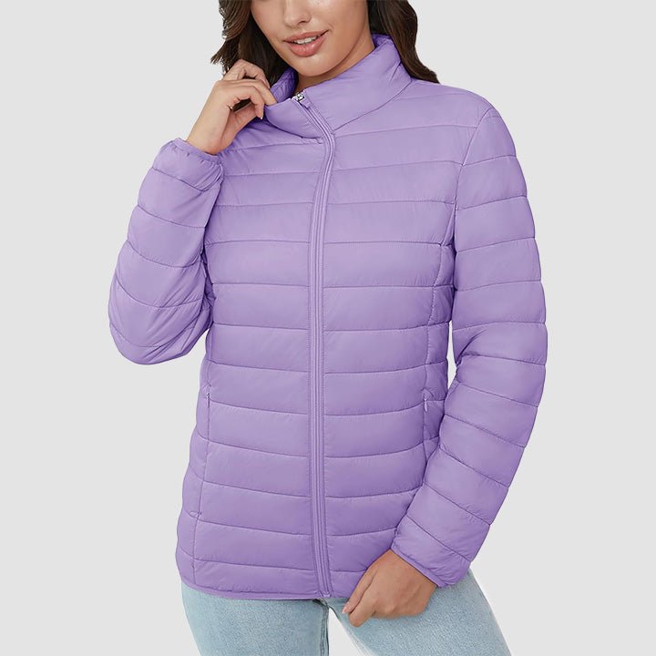 Women's Lightweight Quilted Puffer Jacket - Full Zip Winter Coat for Ultimate Warmth & Style