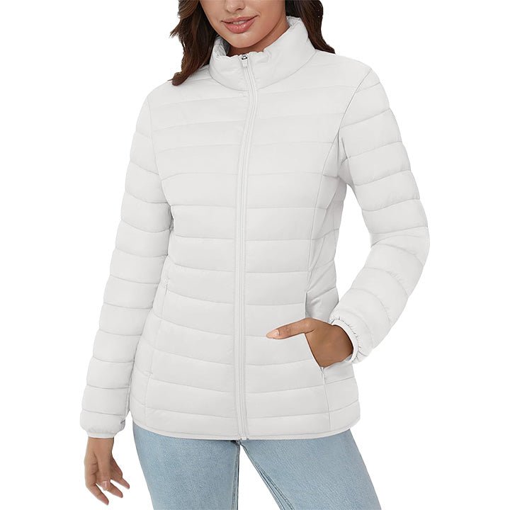 Women's Lightweight Quilted Puffer Jacket - Full Zip Winter Coat for Ultimate Warmth & Style