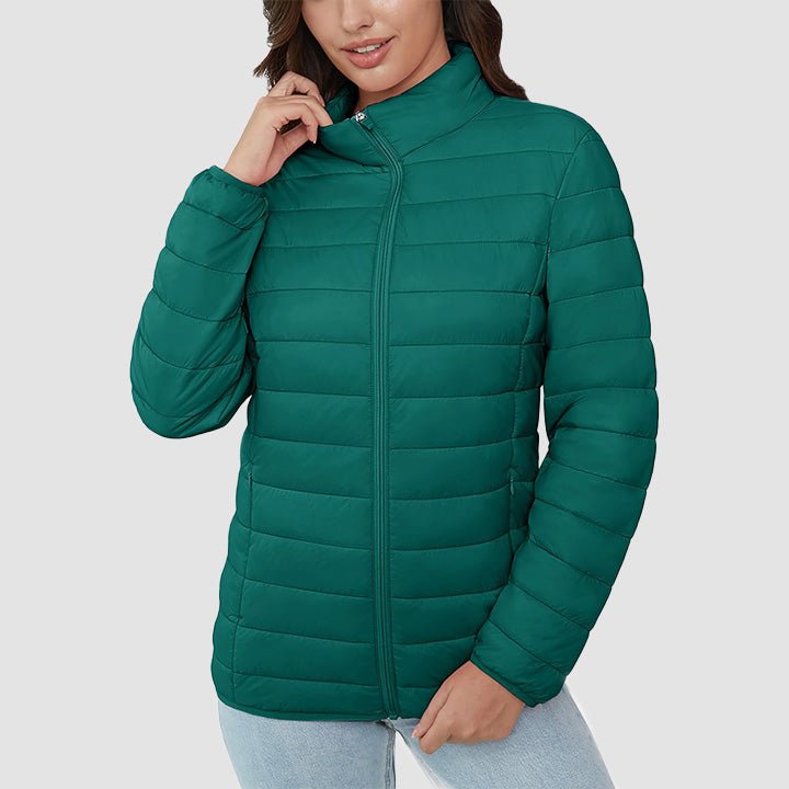 Women's Lightweight Quilted Puffer Jacket - Full Zip Winter Coat for Ultimate Warmth & Style