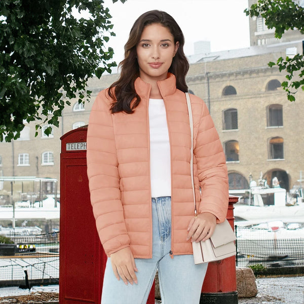 Women's Lightweight Quilted Puffer Jacket - Full Zip Winter Coat for Ultimate Warmth & Style