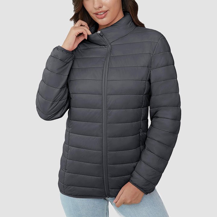 Women's Lightweight Quilted Puffer Jacket - Full Zip Winter Coat for Ultimate Warmth & Style