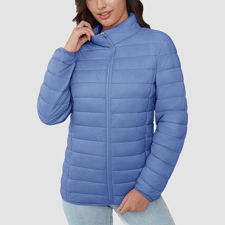 Women's Lightweight Quilted Puffer Jacket - Full Zip Winter Coat for Ultimate Warmth & Style