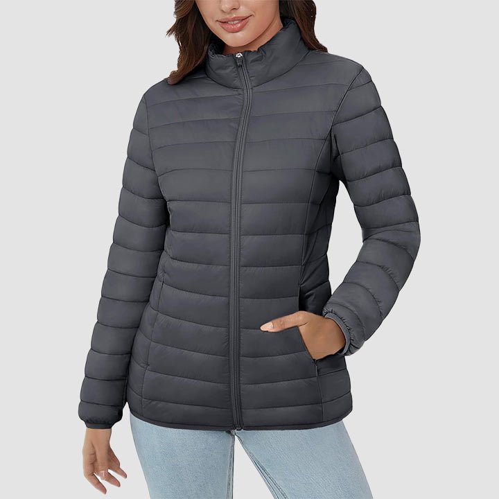 Women's Lightweight Quilted Puffer Jacket - Full Zip Winter Coat for Ultimate Warmth & Style