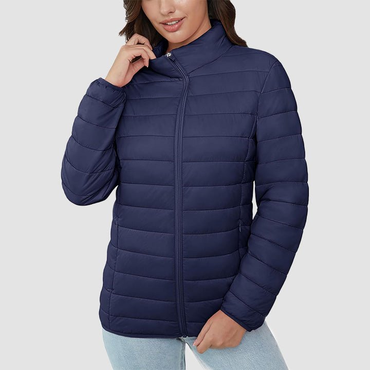 Women's Lightweight Quilted Puffer Jacket - Full Zip Winter Coat for Ultimate Warmth & Style