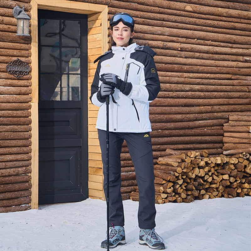 Women's Water-Resistant Fleece Ski Jacket - 4 Pocket Design for Ultimate Comfort and Convenience