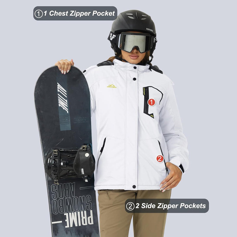 Women's Water-Resistant Fleece Ski Jacket - 4 Pocket Design for Ultimate Comfort and Convenience