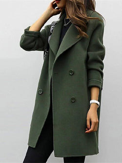 Women's Elegant Double-Breasted Wool Coat - Classic Style & Timeless Warmth