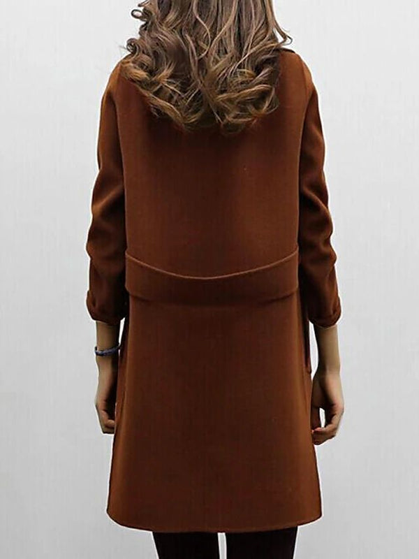 Women's Elegant Double-Breasted Wool Coat - Classic Style & Timeless Warmth